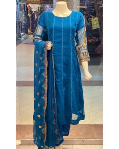 2022 Venta caliente pakistaní/indio Organza Maxi Salwar Kameez colección de ropa de fiesta con Red y tela de seda - Product Image 1