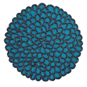 Embroidered Floral Table Runner Bohemian Blue Pattern Washable Home Decor - Product Image 3