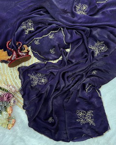 Nuevos Saris de Diseñador en Georgette Sintético Pesado con Blusa Elegante, Saris Indios para Bodas y Uso en el Hogar, Completamente Cosidos - Product Image 1