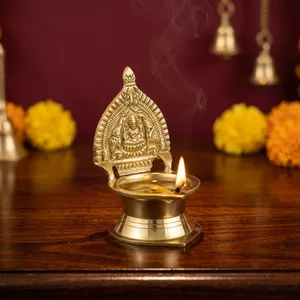 Brass Lakshmi Diya <b>Oil</b> <b>Lamp</b> Traditional Hindu Pooja Deepak Decorative Temple Prayer <b>Lamp</b> for Diwali Home Decor - Product Image 5