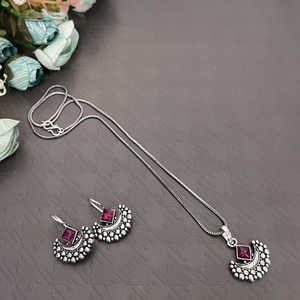 Ensemble de pendentif de chaîne de pierre Pota plaqué oxydé 11714290DP ensemble de bijoux fins exquis - Product Image 1