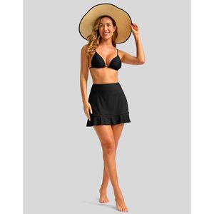 Traje de baño tankini de cintura alta con volantes y control de abdomen para mujer, con bolsillo, para fitness - Product Image 2