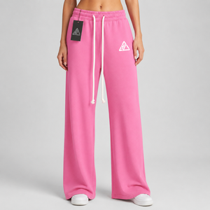 2026 New Arrived Casual Wear Long <b>Drawstrings</b> Elastic Waist Flare Sweatpants Wide Bottom Breathable Solid Color <b>Trousers</b> - Product Image 1