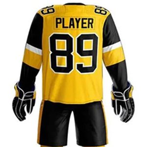 : Custom Sublimation Ice Hockey Uniform Set – Professional Yellow and <b>Black</b> Team Jersey with Matching Shorts and <b>Socks</b> - Product Image 5