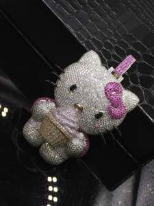Fully Iced Out Hello Kitty <b>Pendant</b> VVS Moissanite Heavy Solid Back 925 Silver 10K 14K Solid Gold <b>3</b> Inch Hip Hop Charm Medallion - Product Image 6