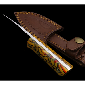 Couteau Skinner artisanal avec manche en résine jaune, couteau de chasse à lame pleine longueur - Product Image 5