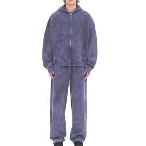 Conjunto de Sudadera con Capucha y Pantalones para Hombre, Color Sólido, Ecológico, Transpirable, de Secado Rápido, Forro Polar Sin Costuras, Estilo Urbano - Product Image 1