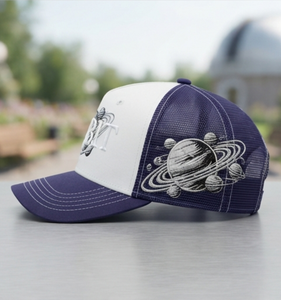 Custom High-End Indonesia Style 6-Panel Trucker <b>Hat</b> White <b>Purple</b> Mesh Adjustable Unisex Casual Adults Four Seasons Wear Fishing - Product Image 2