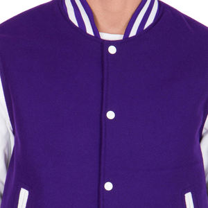 Chaqueta Varsity Morada para Hombre con Mangas Blancas, Chaqueta Bomber Estilo Letterman, Chaqueta Casual Estilo Béisbol, Chaqueta de Moda para Escuela Secundaria y Universidad, Abrigo de Invierno - Product Image 5