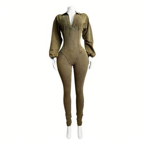 Combinaison moulante noire pour femme à manches longues et col rabattu, effet ventre plat, idéale pour les soirées - Product Image 2