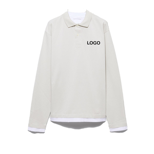 เสื้อโปโลชายทรงบ็อกซี่ แขนยาว ผ้าฝ้าย เสื้อโปโลชาย แต่งเลเยอร์สีตัดกัน สไตล์สตรีทแวร์ OEM พรีเมียม แฟชั่นลำลอง - Product Image 6