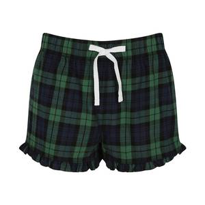 Shorts en flanelle à carreaux pour femmes, taille mi-haute, cordon de serrage, coupe régulière, style décontracté avec volants, motif blanc, rose, noir - Product Image 3