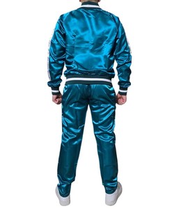 Conjunto Deportivo Unisex Azul Satinado Impermeable con Capucha y Cordón Ajustable, Estilo Deportivo con Bolsillos Laterales, Corte Regular, para Primavera - Product Image 6