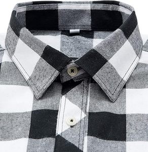 Custom Autumn New Styles Men's <b>Black</b> White Flannel <b>Shirts</b> <b>Button</b> Vintage Boxy Fit Oversize Full Sleeve Checked <b>Shirt</b> 100% Cotton - Product Image 1
