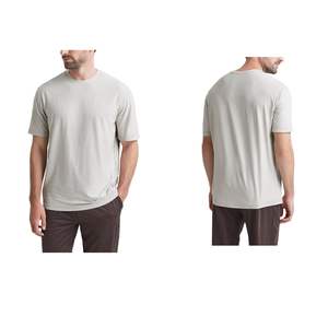 Camiseta de Hombre Personalizada al por Mayor, Cuello Redondo, Manga Corta, Algodón Gris, Informal, Suave, Transpirable, Ligera, Verano, Moda - Product Image 1