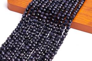 Cuentas sueltas redondas facetadas de piedra preciosa azul cielo nocturno para hacer joyas, pulseras, collares, manualidades DIY - Product Image 3