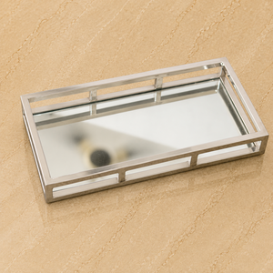 Bandeja de Servir Rectangular de Acero Inoxidable Negro Espejo, Diseño Moderno con Marco Abierto, para Exhibición y Decoración - Product Image 3