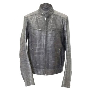 Veste en cuir embossé pour homme OEM, veste en cuir véritable - Product Image 3