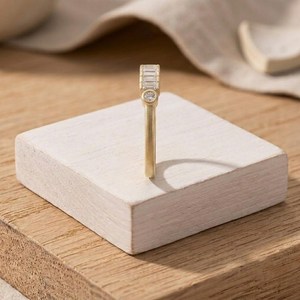 Baguette Cut Lab Grown Diamond With Round Cut Side Stone Eternity <b>Ring</b> Stackable Wedding Band for <b>Couples</b> 10k 14k 18k Solid Gold - Product Image 4