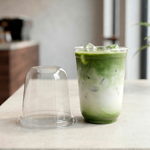 Clear Round PP <b>Plastic</b> <b>Cup</b> with Lid for Cold Beverages Coffee Tea Disposable Single Wall Transparent 95mm - Product Image 1
