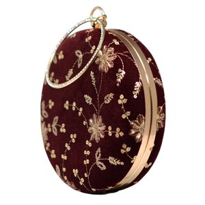 Turquoise Blue Round Embroidered <b>Clutch</b> Bag Luxury <b>Wedding</b> Evening Handbag for Women Occasions - Product Image 2