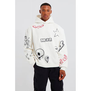 Sudadera con Capucha Extra Grande con Logotipo Personalizado para Hombre, Gruesa, de Hombros Caídos, para Invierno, Impresa con Serigrafía, Transpirable, Precio Económico, Venta al Por Mayor - Product Image 4