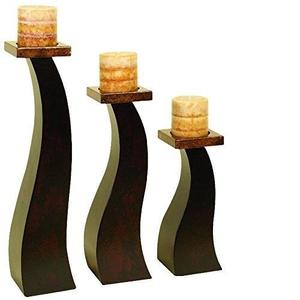 Support de bougie pilier en bois poli pour mariage, événement festif, support de bougie chauffe-plat de haute qualité pour décoration intérieure et table - Product Image 4