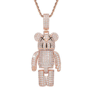 Colgante de Oso de Dibujos Animados en Plata 925 con Baño de Rodio y Micro Pavé de Diamantes, Amuleto de Lujo Unisex para Uso Diario - Product Image 4