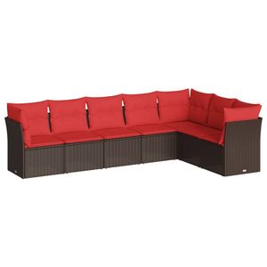 Ensemble de canapés de patio en polyrotin marron 7 pièces avec coussins, mobilier d'extérieur élégant - Product Image 2