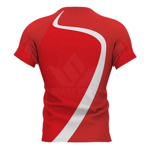 Men's Red Blue Geometric Sports T Shirt Crew Neck Short Sleeve Quick Dry Breathable Sublimated <b>Athletic</b> Training Jersey - Product Image 2