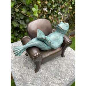 Escultura Antigua de Rana con Sofá de Bronce, Figura Decorativa para Mesa de Sala de Estar - Product Image 2