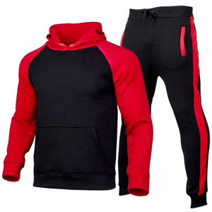 Conjunto Deportivo Informal para Hombre, Sudadera con Capucha y Pantalones Jogger de Forro Polar de Algodón, Diseño de Contraste de Color, Ecológico, para Invierno - Product Image 1