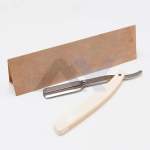 Rasoirs de barbier droits avec emballage en papier, manche en plastique à verrouillage pivotant, logo personnalisé, rasoirs de barbier pour salon - Product Image 5