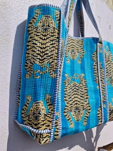 <b>Vintage</b> Lightweight Solid Color Cotton Quilted <b>Tote</b> <b>Bag</b> Handmade Zipper Shoulder Reusable Shopping Travel Market Everyday Carry - Product Image 4