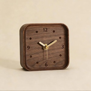 Small Size Square Shape Wooden <b>Table</b> <b>Clock</b> For Home Office Desk Bedside <b>Table</b> Minimal Stylish Decor Timepiece From India - Product Image 6