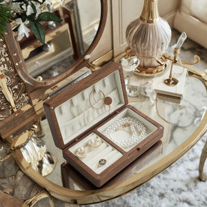 Caja de Joyería Moderna Ecológica de Madera de Nogal Sólido, Caja de Joyería de Viaje para Anillos, Pendientes, Collares, Regalo para Seres Queridos Z/F Global - Product Image 5