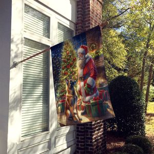 Decorazione da Giardino a Forma di Babbo Natale con Pastore Malinois Belga, Grande Banner Decorativo da Palo per Veranda, Opera d'Arte da Appendere, Luci Solari da Giardino - Product Image 2
