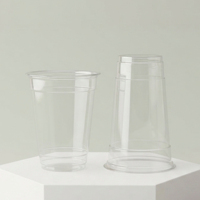 Gobelets jetables 12, 16, 20 oz pour boissons à emporter, thé à bulles, jus, café glacé, gobelet en plastique avec couvercle