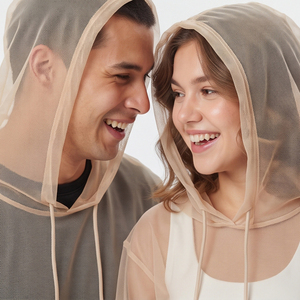 Hoodie transparent sexy pour clubbing, unisexe, 100% polyester, été, maille transparente, léger, pour hommes et femmes - Product Image 3