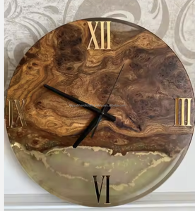 Horloge murale en résine époxy et en bois personnalisée pour intérieurs personnels et commerciaux décoration de style art mural de salon d'hôtel - Product Image 3