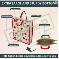 Sac de courses réutilisable en toile de coton écologique, blanc vintage, toutes saisons, avec poignées renforcées, grand sac fourre-tout pour fruits