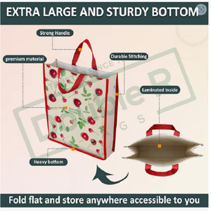 Reusable Eco Cotton <b>Canvas</b> Grocery Shopping <b>Bag</b> with Reinforced Handles <b>Large</b> Carry Tote for Fruits Vegetables Milk Daily Use - Product Image 2