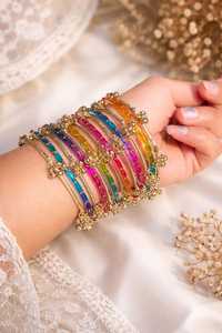 Kashmiri Jhumki <b>Bangles</b> <b>Set</b> Bridal Wedding Party Wear Premium Wholesale Price Women Hit Luxury Kashmiri Churiyan - Product Image 4