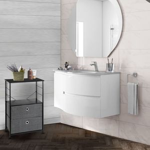 Comodino in Acciaio con 2 Cassetti e Ripiano, Mobiletto Contenitore per Casa, Camera da Letto, Ufficio, Dormitorio Universitario, Organizzatore da Comodino - Product Image 4