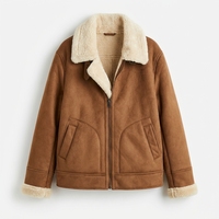 Blouson Bomber Homme Hiver en Cuir Véritable Col Rabattu Doublure Fausse Fourrure Vintage Uni Chaud Décontracté Vêtement d'extérieur OEM ODM
