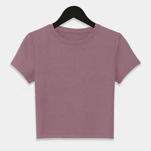 Hot Selling Women Breathable Crop <b>Top</b> T Shirt Baby Tee Round Neck Lightweight Cotton Casual Streetwear - Product Image 2