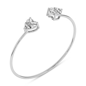 Bracelet jonc flexible en or rose/jaune/blanc 14 carats de luxe avec diamants de laboratoire Amoura en forme de cœur (5 CT.) Tw. Portez des bracelets - Product Image 2