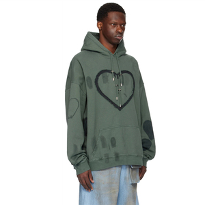 Sudaderas con Capucha Personalizadas de Estilo Urbano, con Logotipo Vintage, Lavado Especial, Estampado en Serigrafía, Manga Larga, Corte Recortado, Oversize, Color Negro Liso para Hombre - Product Image 2