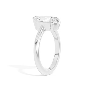 Bague de fiançailles, de mariage et d'anniversaire en or massif 14 carats avec diamant taille émeraude ovale inclinée Ando, certifiée IGI, cadeau de luxe - Product Image 3