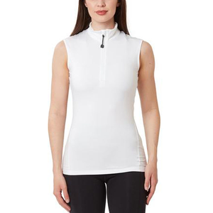 Chemise de golf sans manches pour femme SOSH4, blanche unie, UPF 20+, respirante, en polyester, col classique, haut de sport - Product Image 2